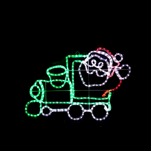 Figura LED - Santa en su tren - 82x55 cm