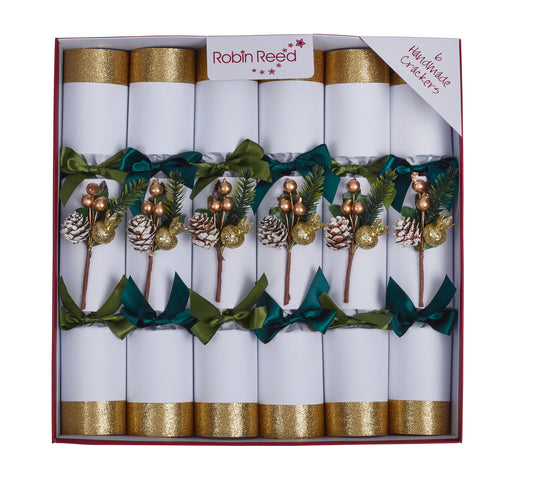 Crackers de Navidad - Blanco con oro - 6 PCS x 30 cm