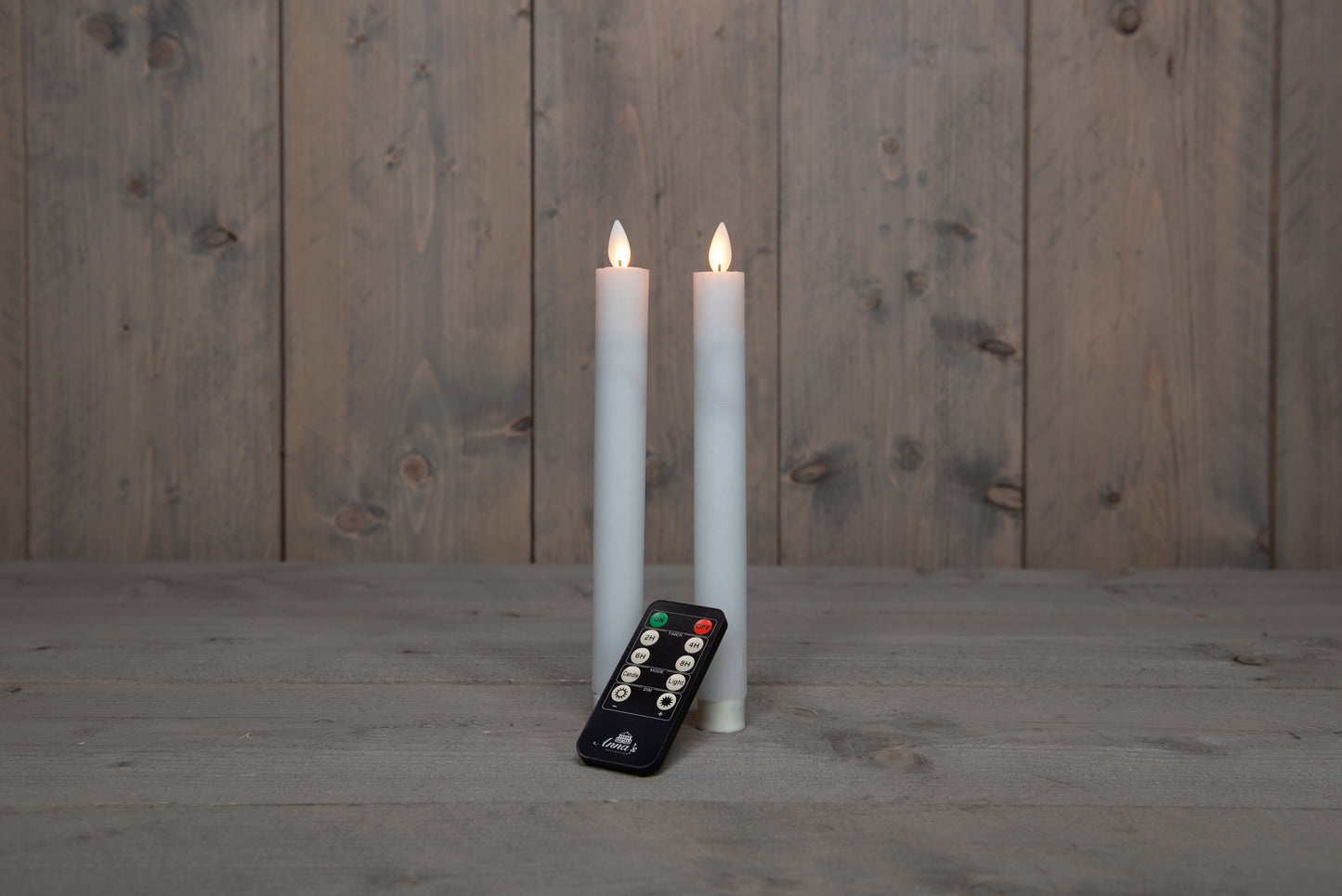 2 pcs flameless white taper candles - battery operated with remote control