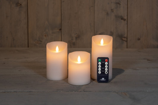 3 pcs LED flameless wax candles - battery operated with remote control