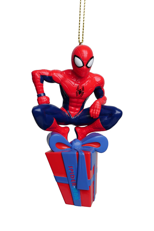 Spiderman on top of Christmas Gift Christmas Ornament