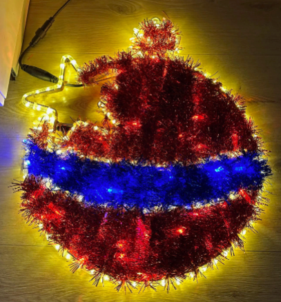 Adorno navideño con luz LED - Rojo y blanco cálido - 60x55cm