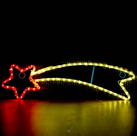 Shooting star 68x21 cm - Red and warm white LED light